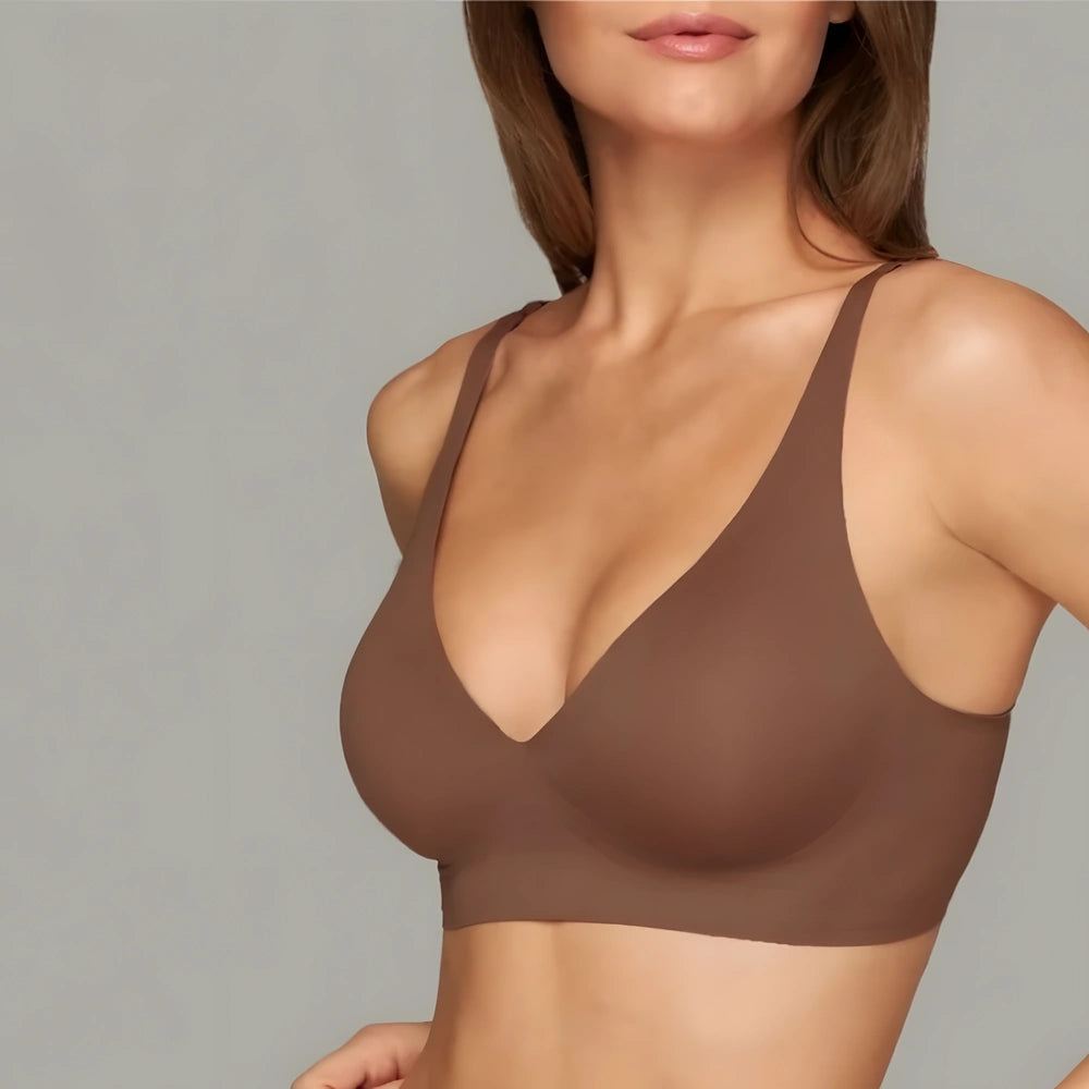 The Sculpting V-Neck Seamless Bra – Wire-Free Jelly Support & Full Coverage